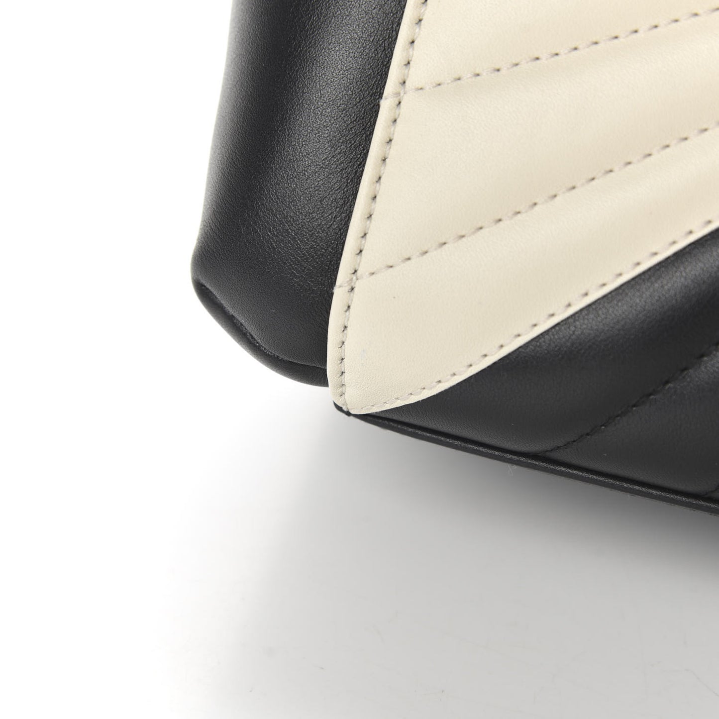 Calfskin Bamboo Trapuntata Queen Margaret Top Handle Bag Mystic White Black