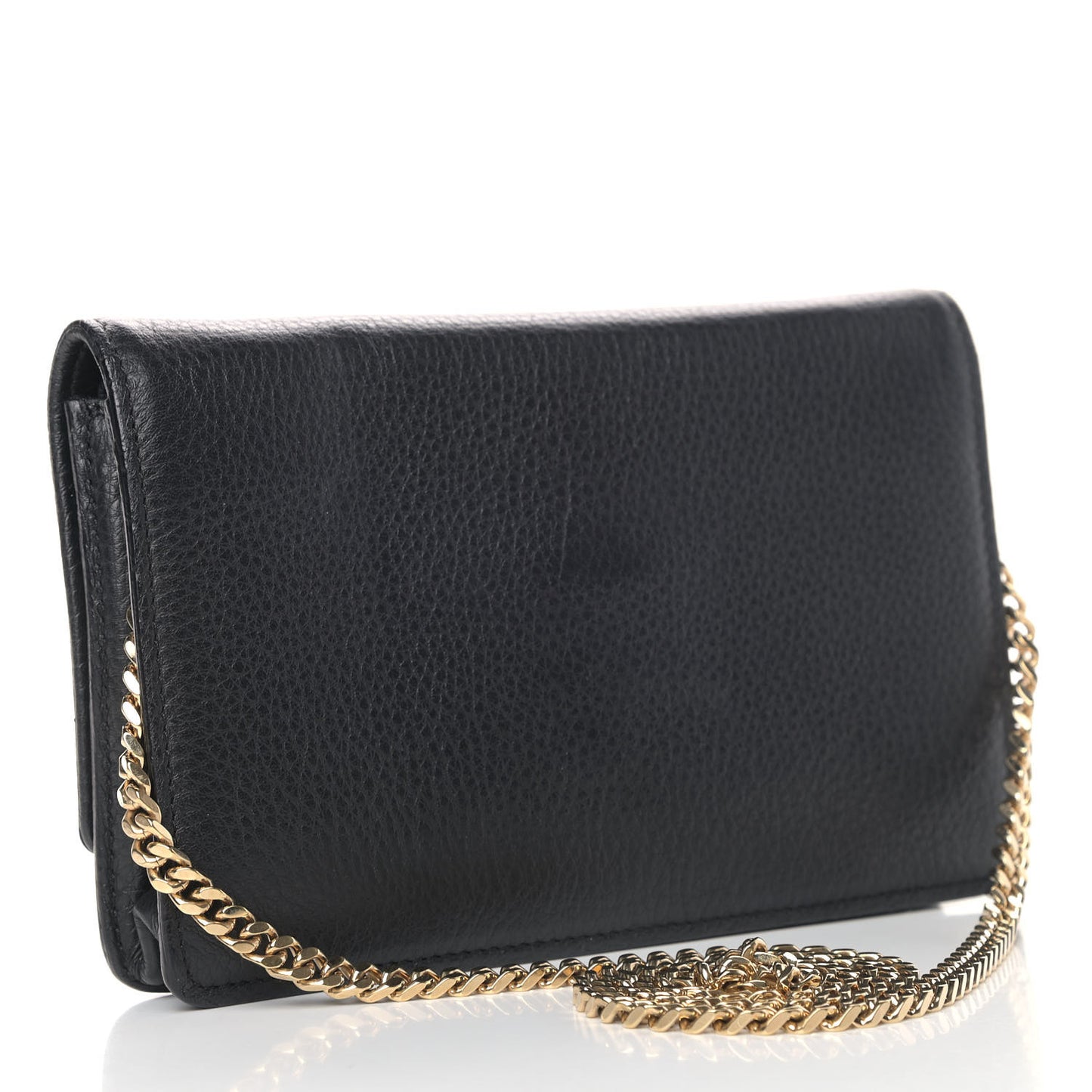 Grained Calfskin Medusa Evening Clutch Bag Black