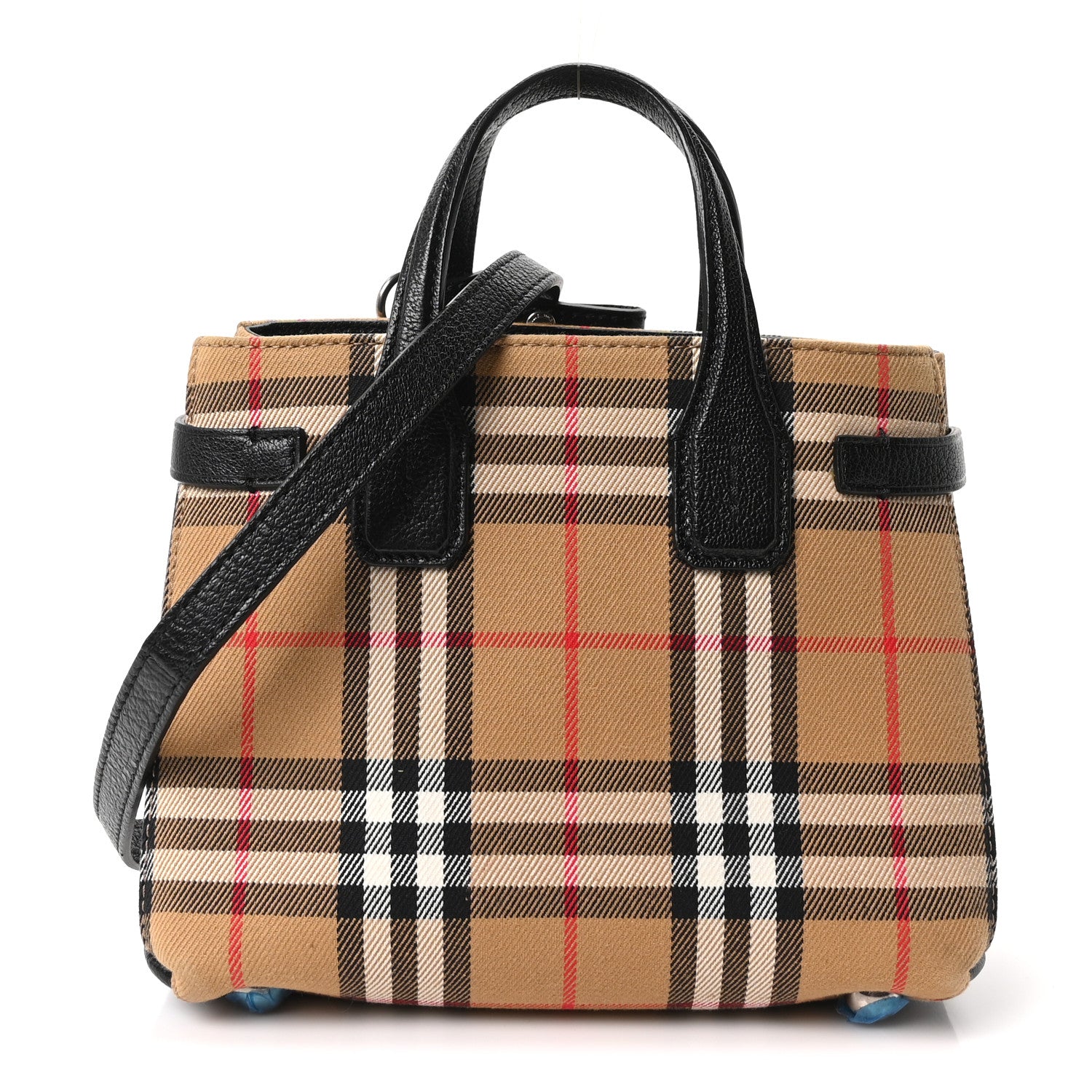 Burberry Goatskin Vintage Check Small Banner Tote Black 1 of 10