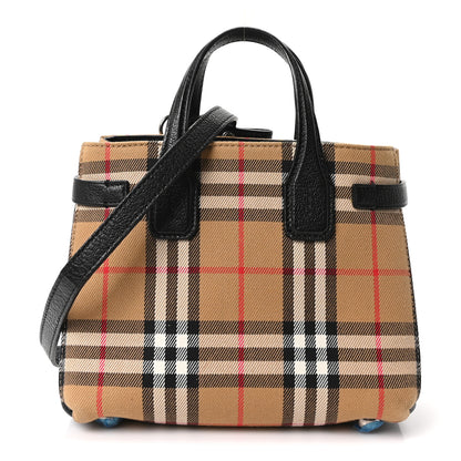 Burberry Goatskin Vintage Check Small Banner Tote Black 1 of 10