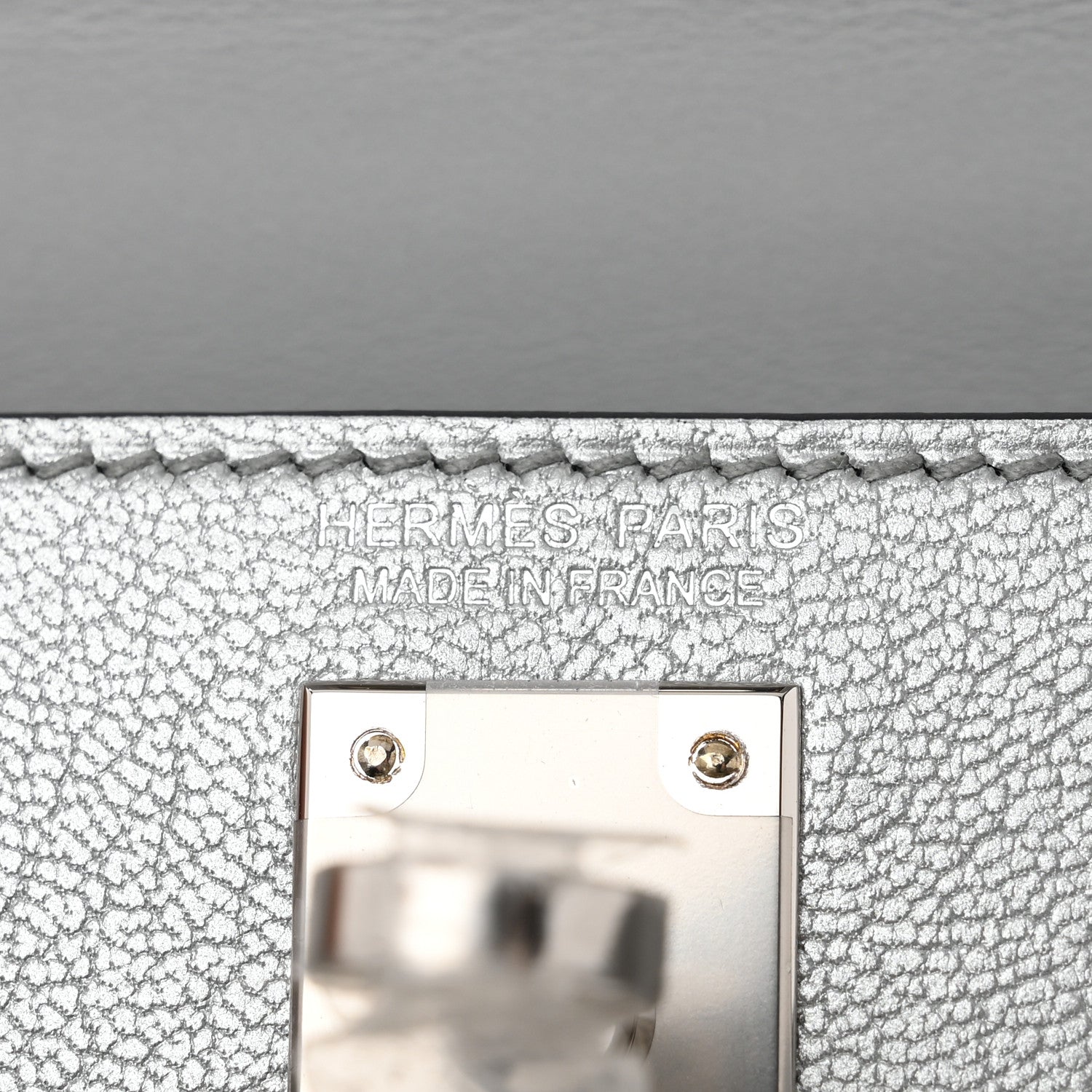 Hermes Metallic Chevre Chamkilight Mini Kelly Sellier 20 Argent