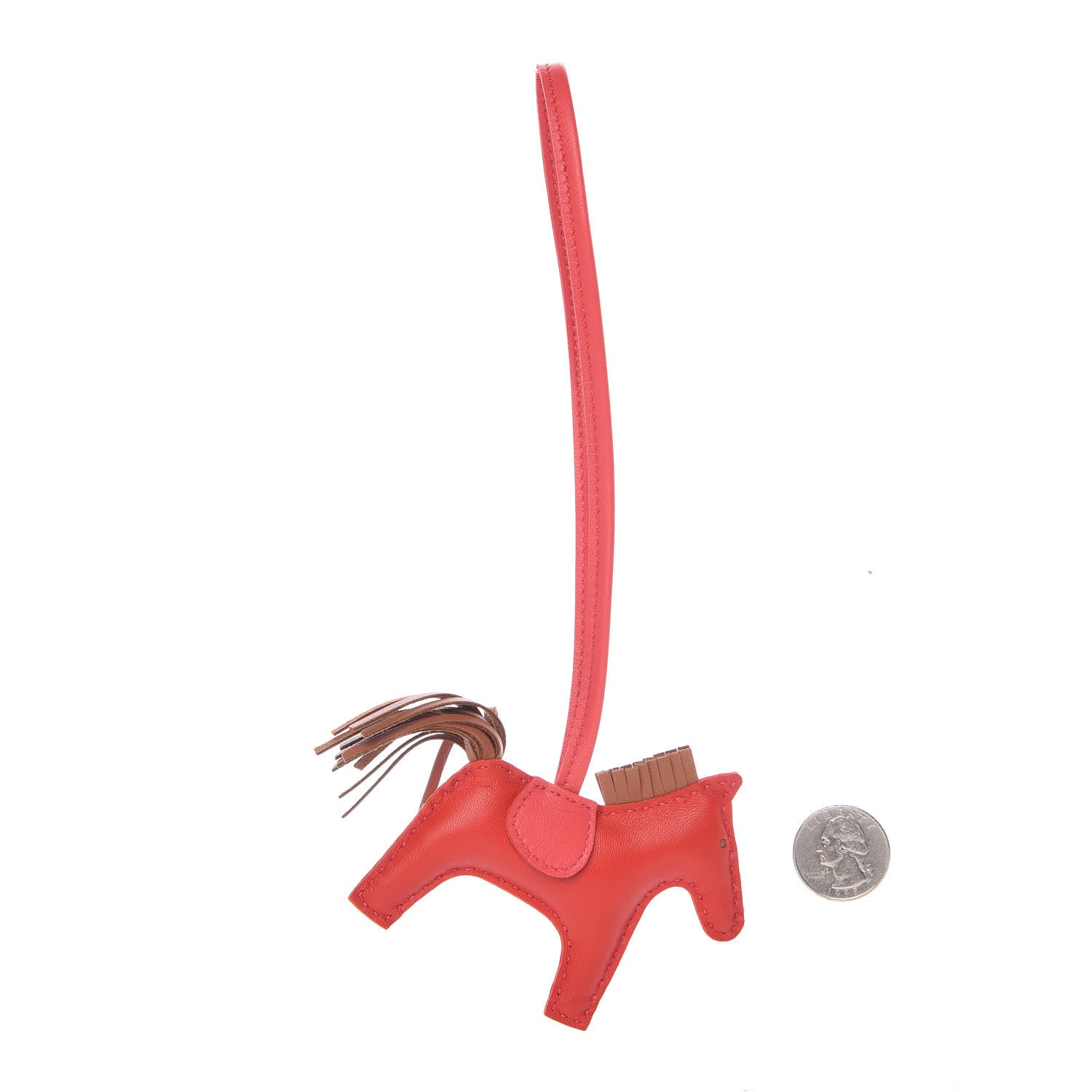 Hermes Milo Lambskin Grigri Rodeo Horse Bag Charm PM Rouge Indien Gold Bougainvillea 2 of 5