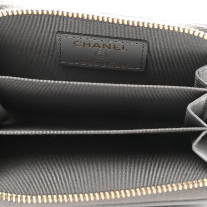 Chanel Lambskin Quilted Chanel 19 Zip Around Coin Purse Wallet Grey 5 of 8