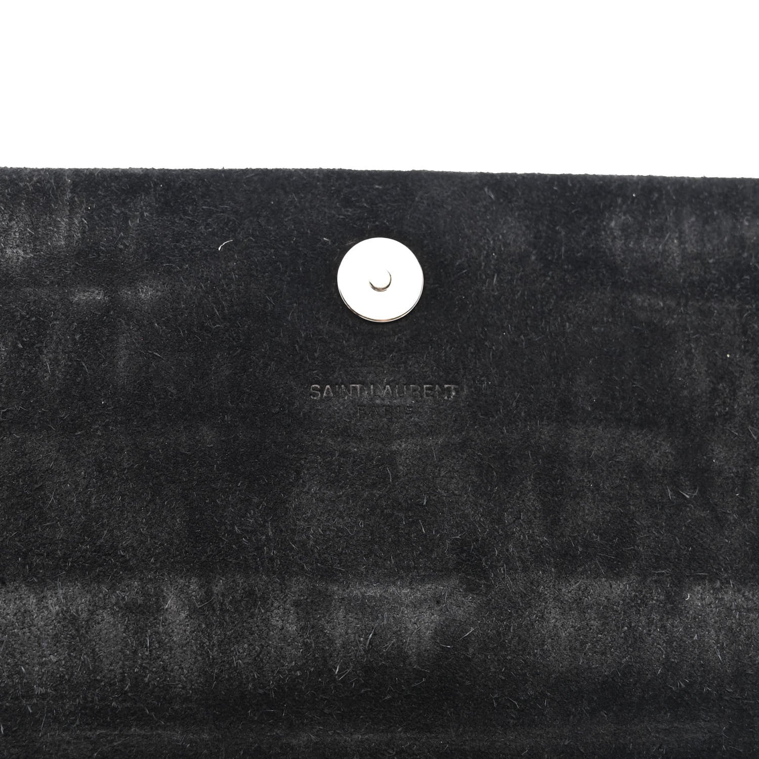 Saint Laurent Calfskin Crocodile Embossed Classic Monogram Tassel Clutch Black 6 of 10