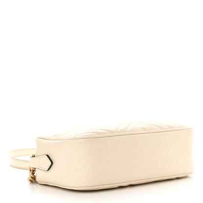 Gucci Calfskin Matelasse Small GG Marmont Chain Shoulder Bag White 4 of 12