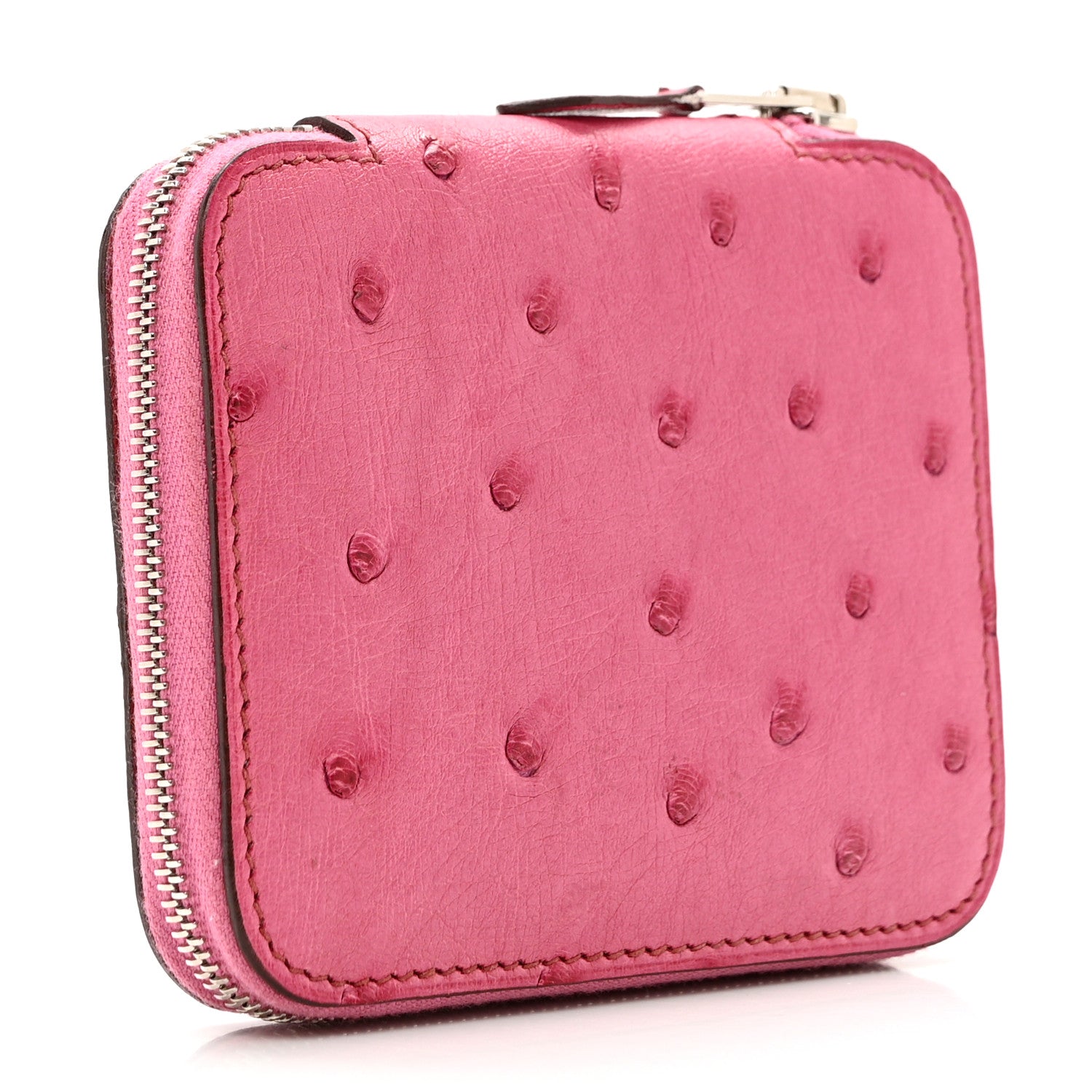 Hermes Ostrich Globe Trotter Zip Agenda PM Fuchsia 3 of 7