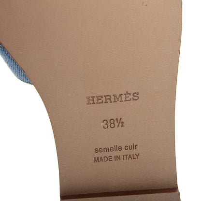 Hermes Denim Canvas Oran Sandals 38.5 Bleu Clair 9 of 10