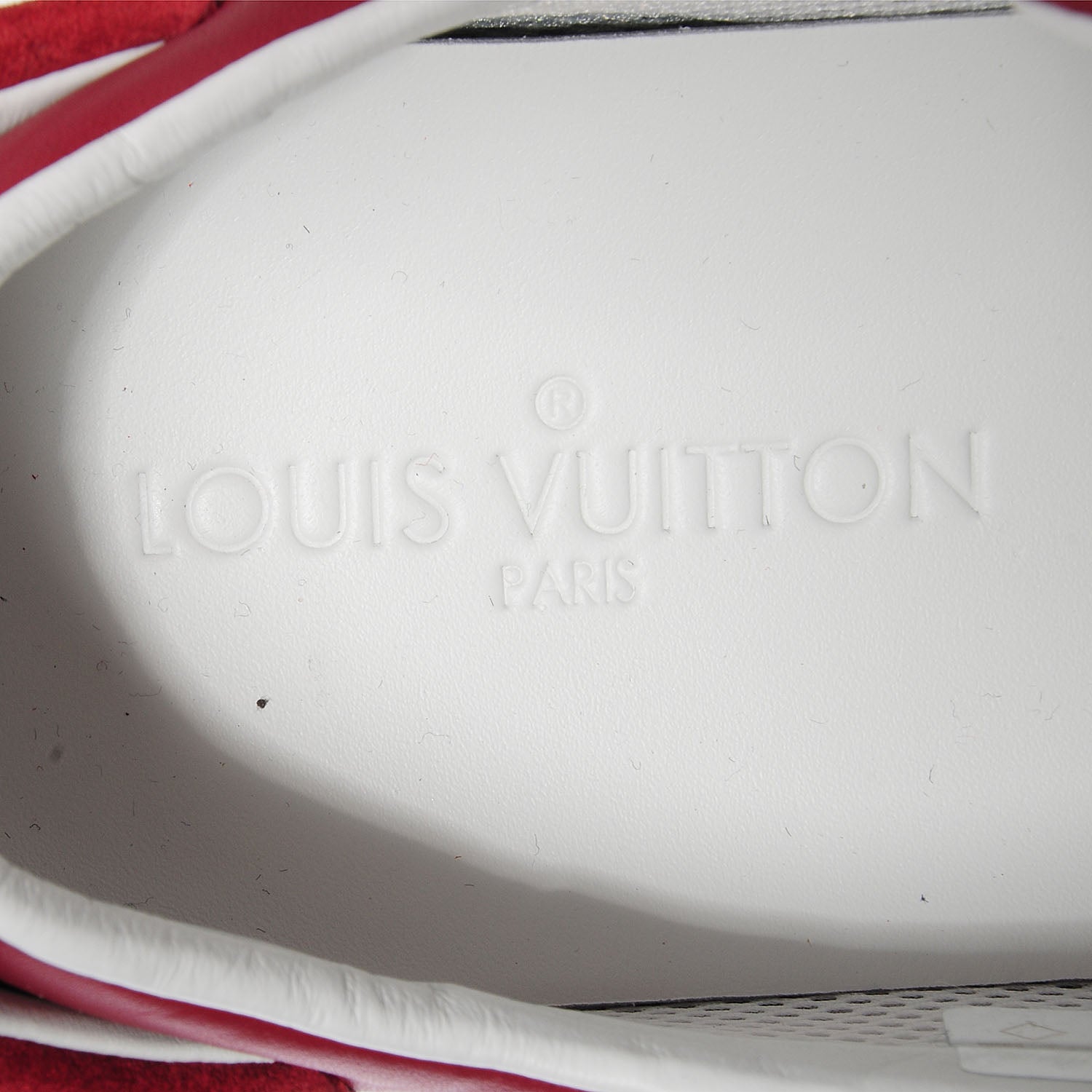 Louis Vuitton Calfskin Suede Embossed Damier Genesis Sneakers 10 Carmine 8 of 8
