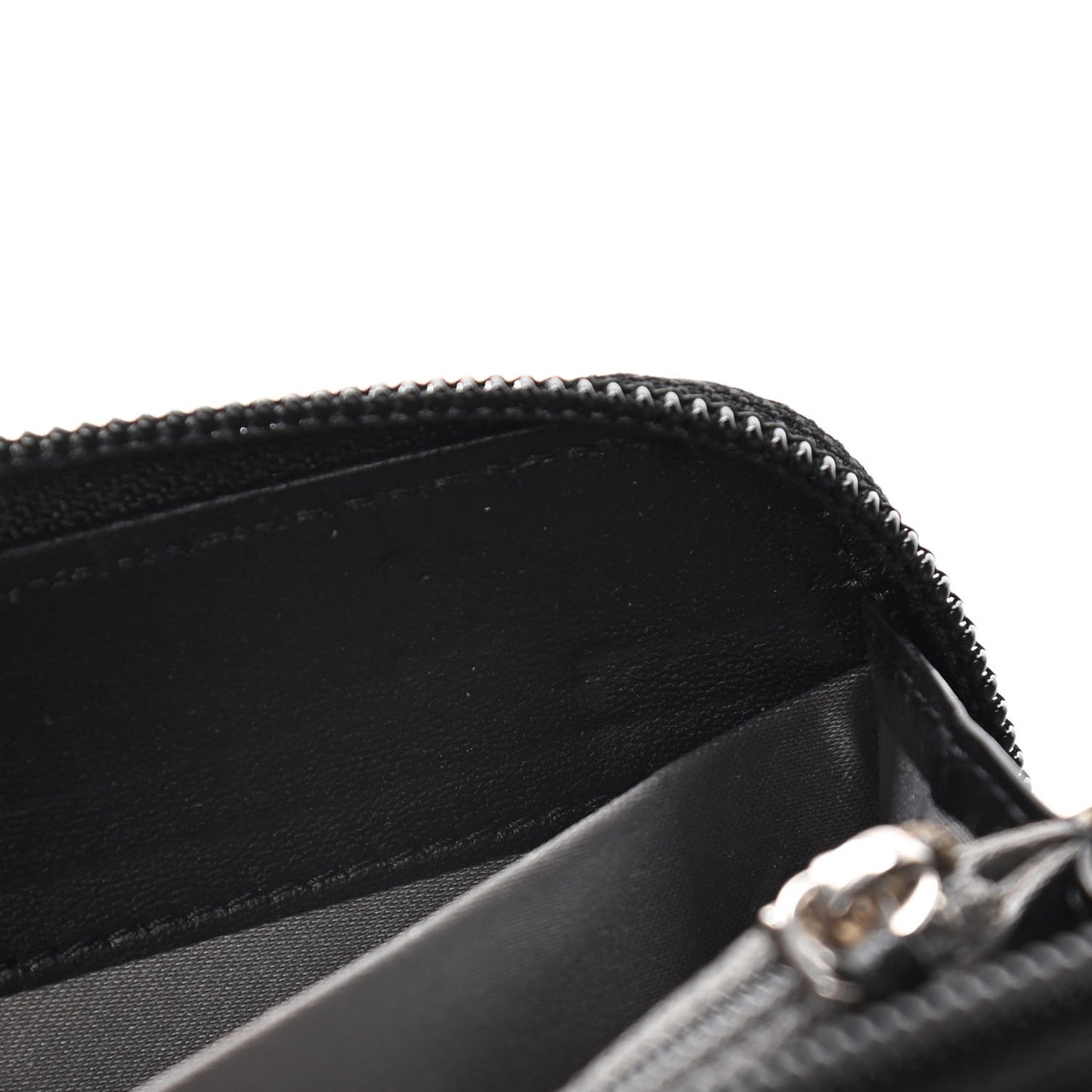 Patent Calfskin Lucky Symbols Zip Around Wallet Black