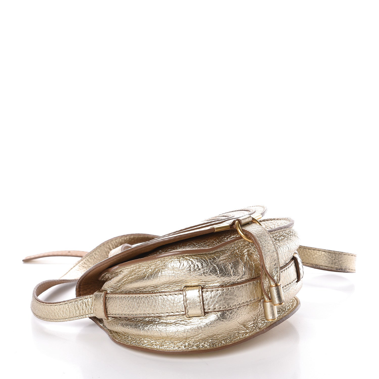 Chloe Metallic Calfskin Mini Marcie Round Crossbody Bag Gold 4 of 11