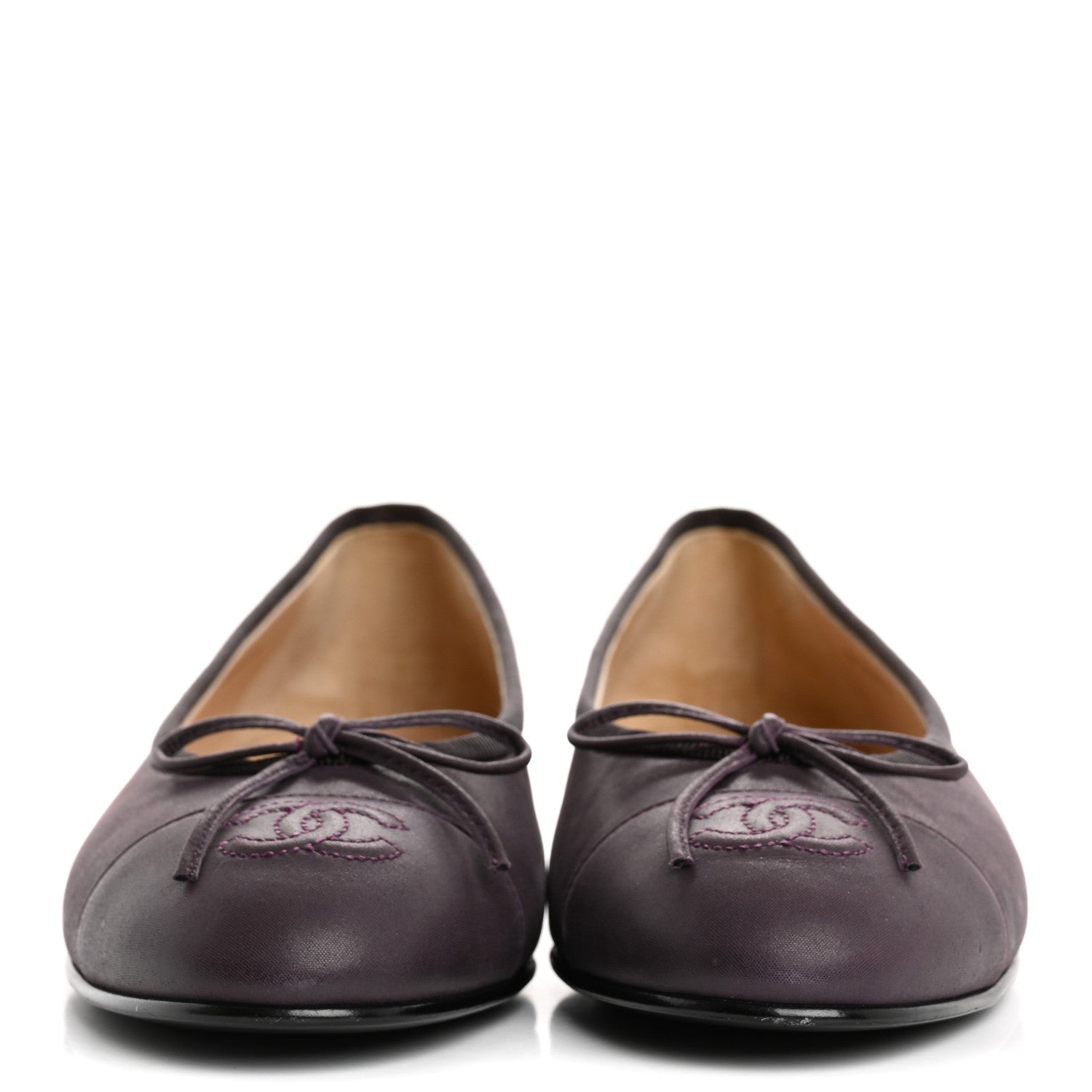 Chanel Lambskin Cap Toe Ballerina Flats 37 Purple 3 of 10
