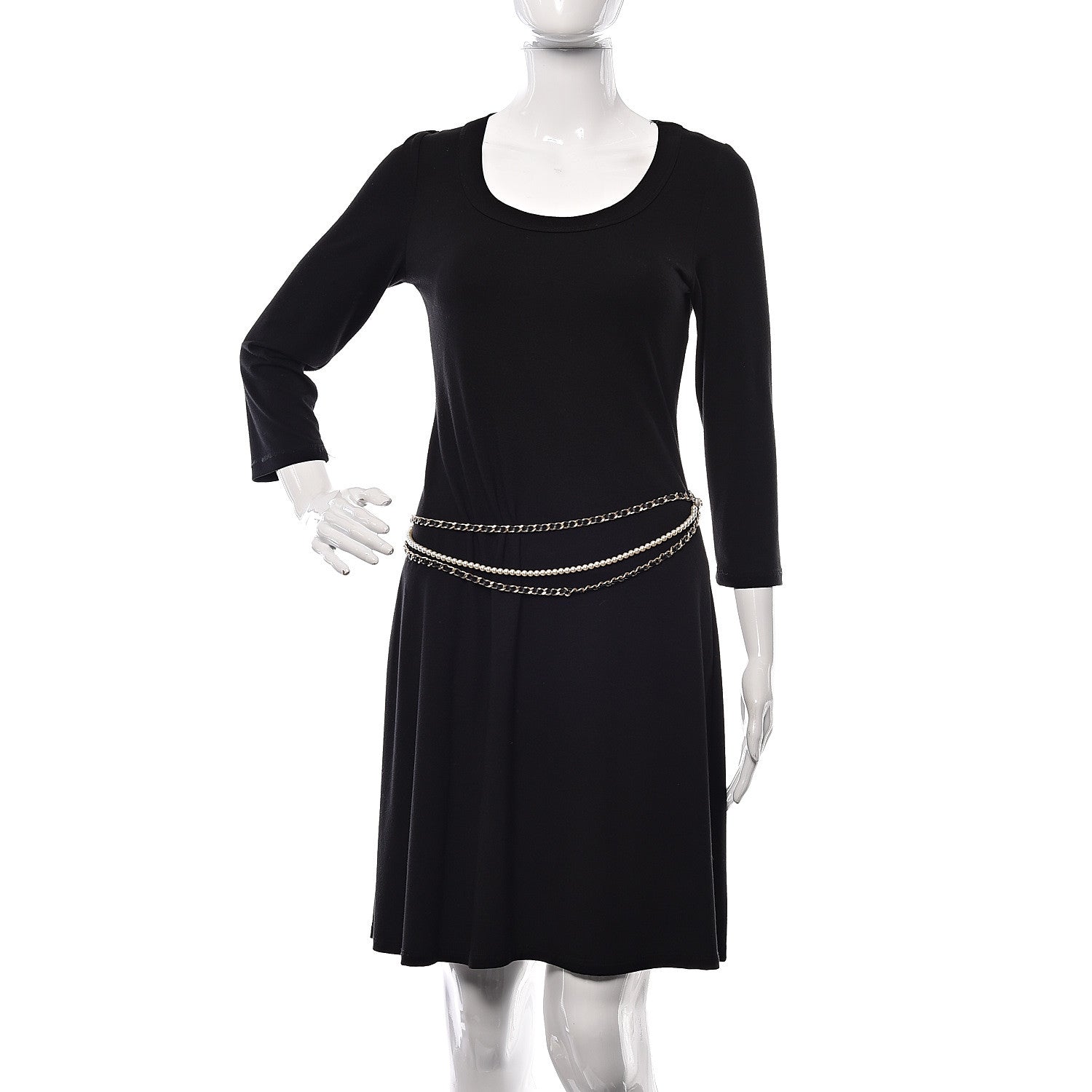 Chanel Lambskin Pearl Chain Camellia Fancy Belt 80 Black Gold 2 of 6