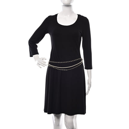 Chanel Lambskin Pearl Chain Camellia Fancy Belt 80 Black Gold 2 of 6