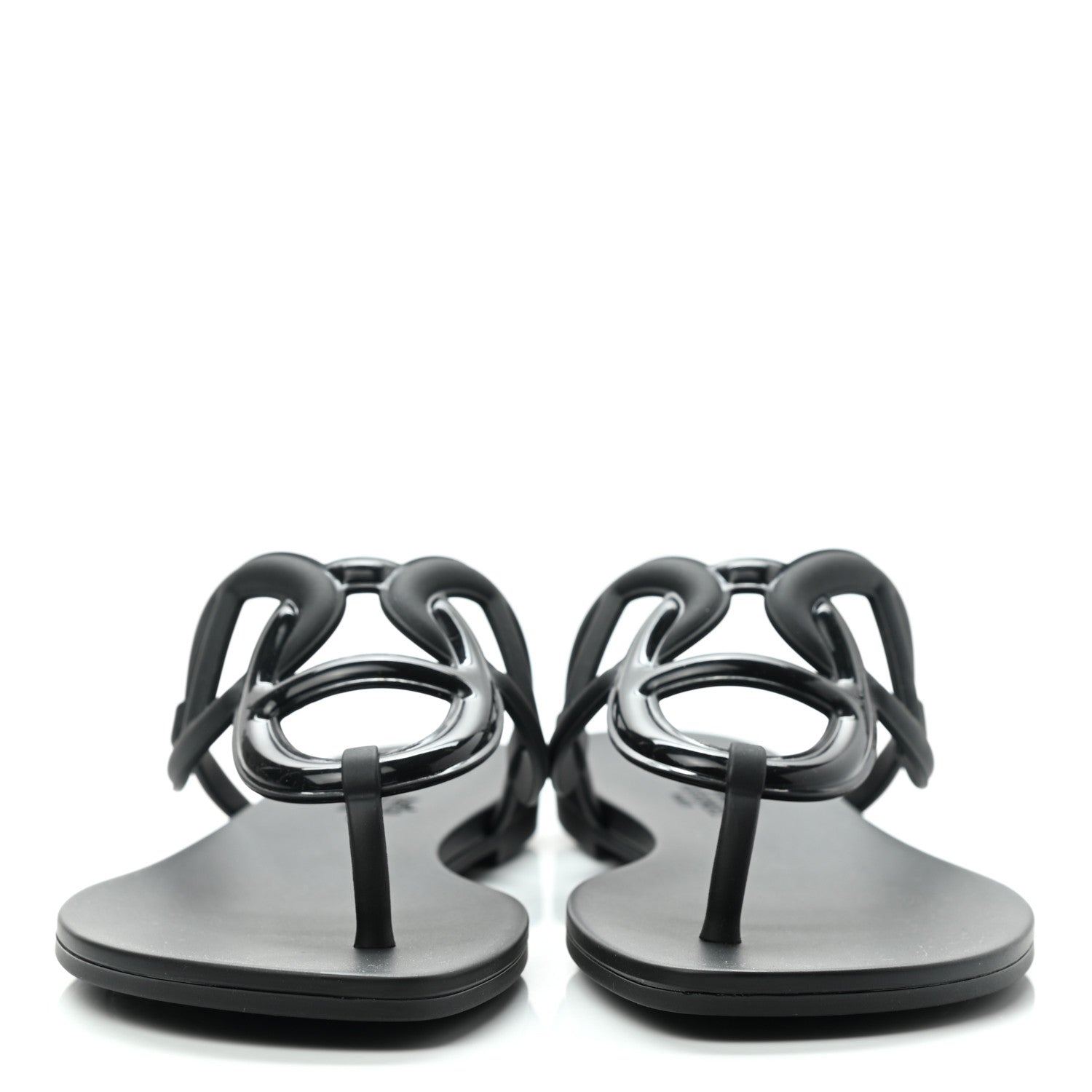 Hermes Rubber Womens Egerie Sandals 39 Black 2 of 9