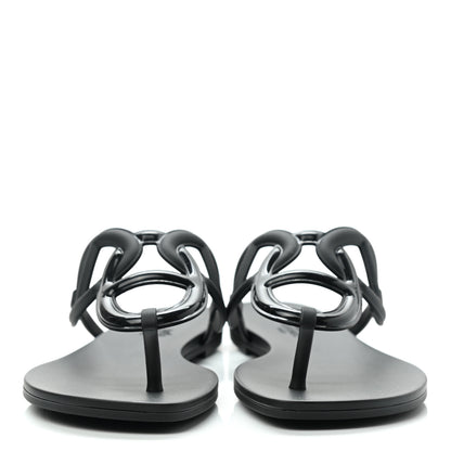 Hermes Rubber Womens Egerie Sandals 39 Black 2 of 9