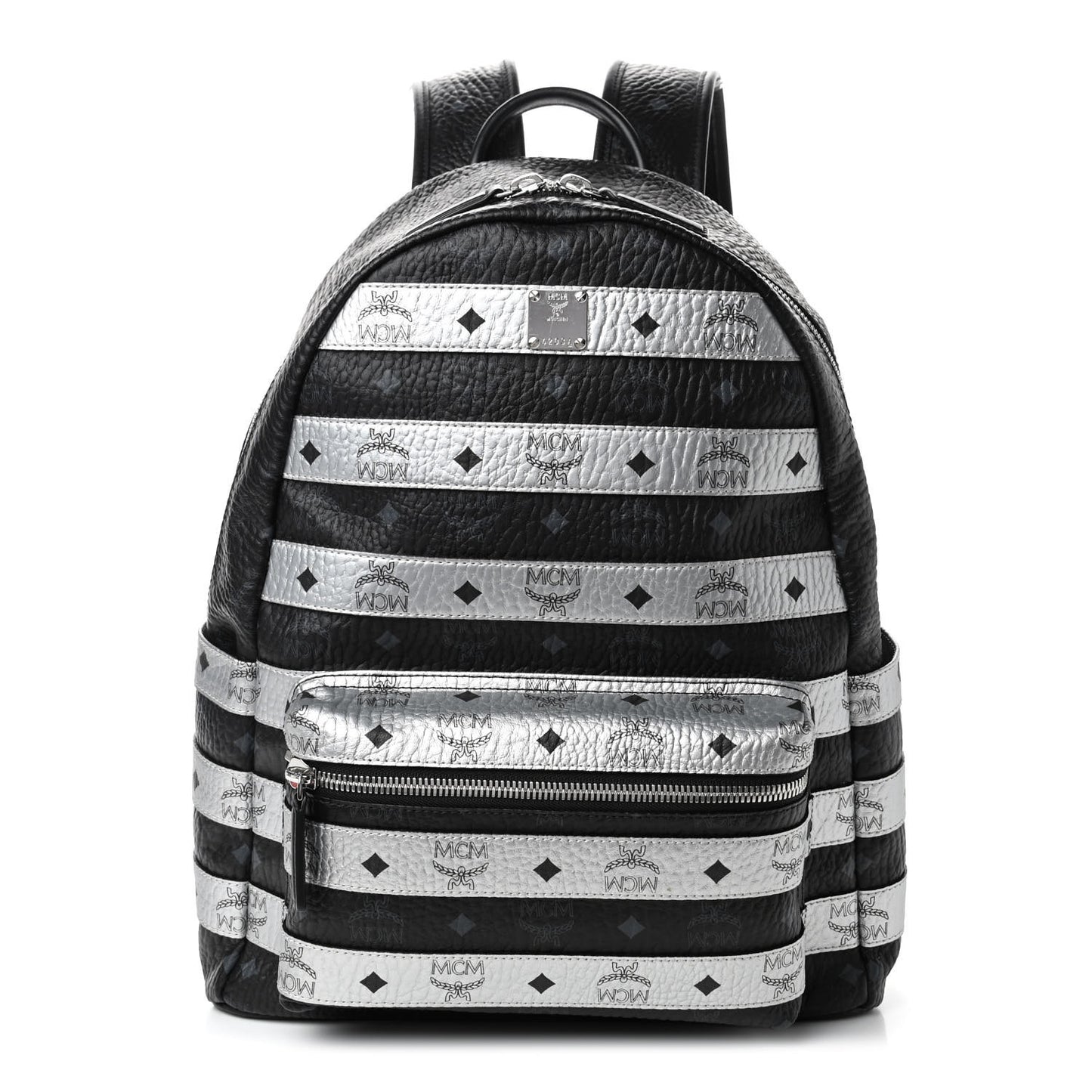 Metallic Visetos Striped Medium Stark Backpack Silver Black