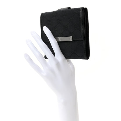 Gucci Monogram Metal Bar French Flap Wallet Black 2 of 7