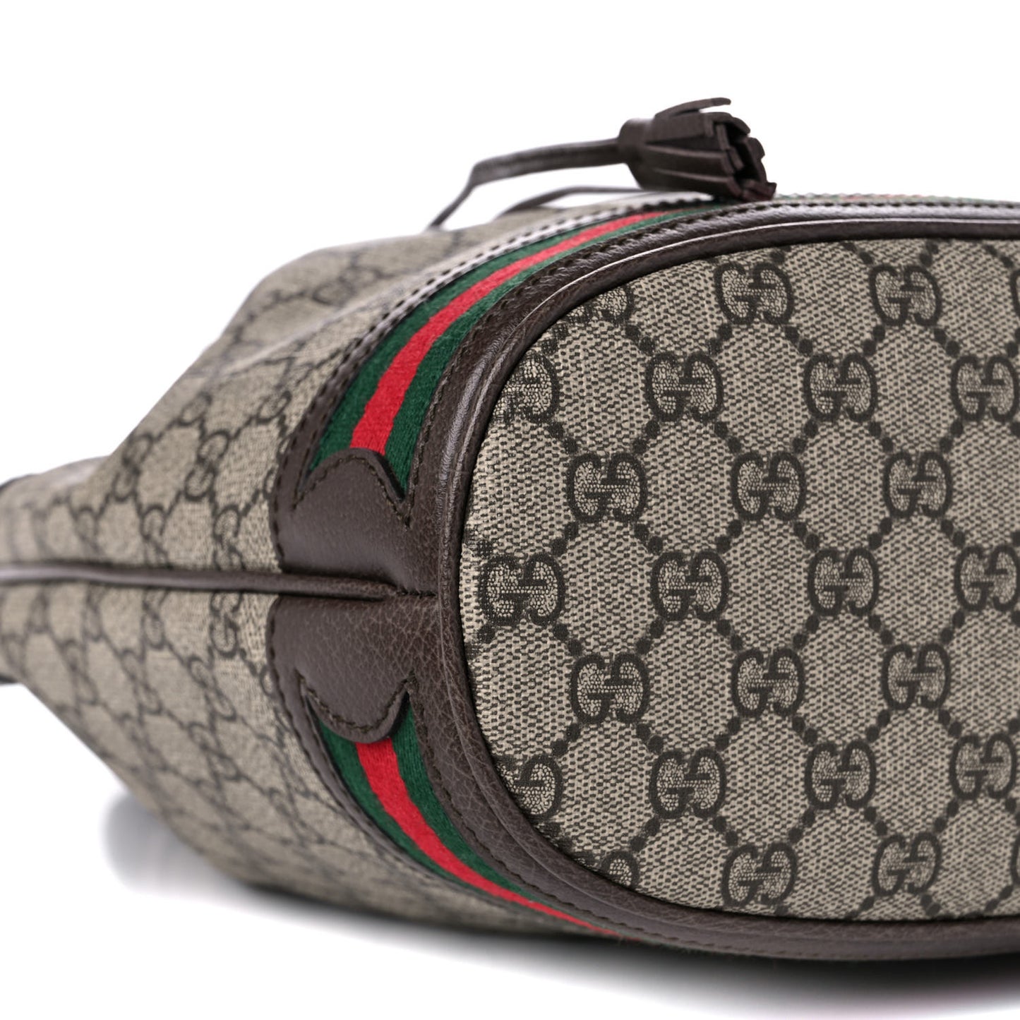 GG Supreme Monogram Web Ophidia Bucket Bag Brown