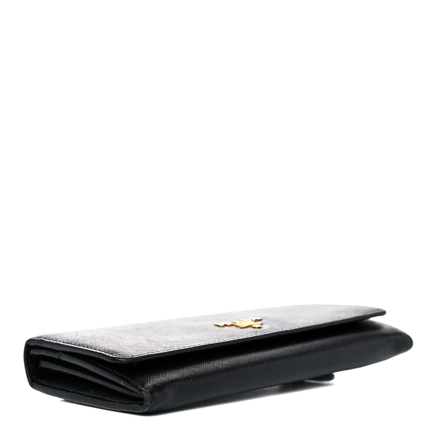 Saffiano Metal Continental Flap Wallet Black