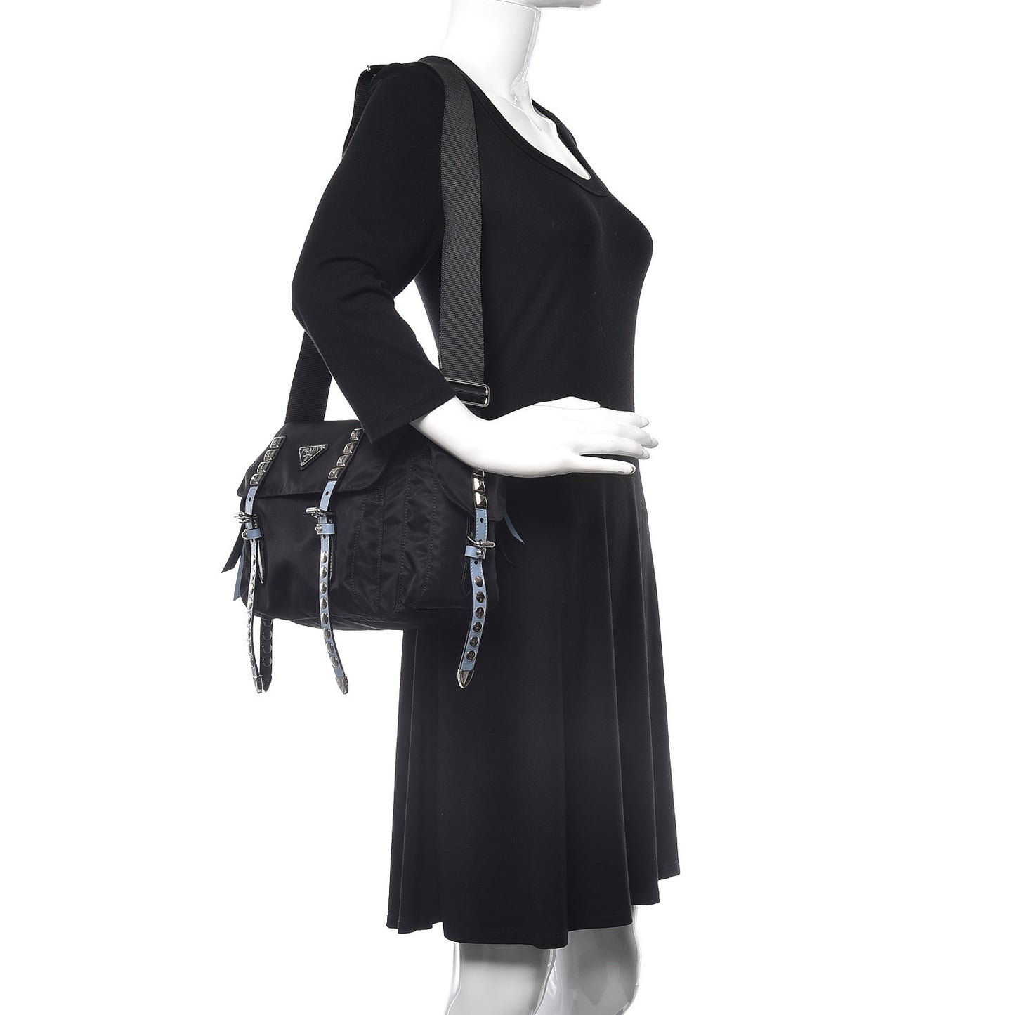 Nylon New Vela Studded Messenger Black Astrale