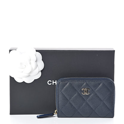 Chanel Caviar Quilted Zip Coin Purse Navy 8 of 8
