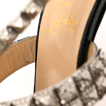 Christian Louboutin Calfskin Lizard Embossed Diwali 100 Studded Sandals 39 Black Silver 10 of 12