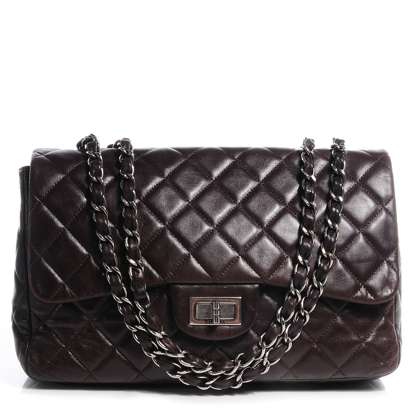Lambskin Hybrid Reissue Jumbo Flap Dark Brown