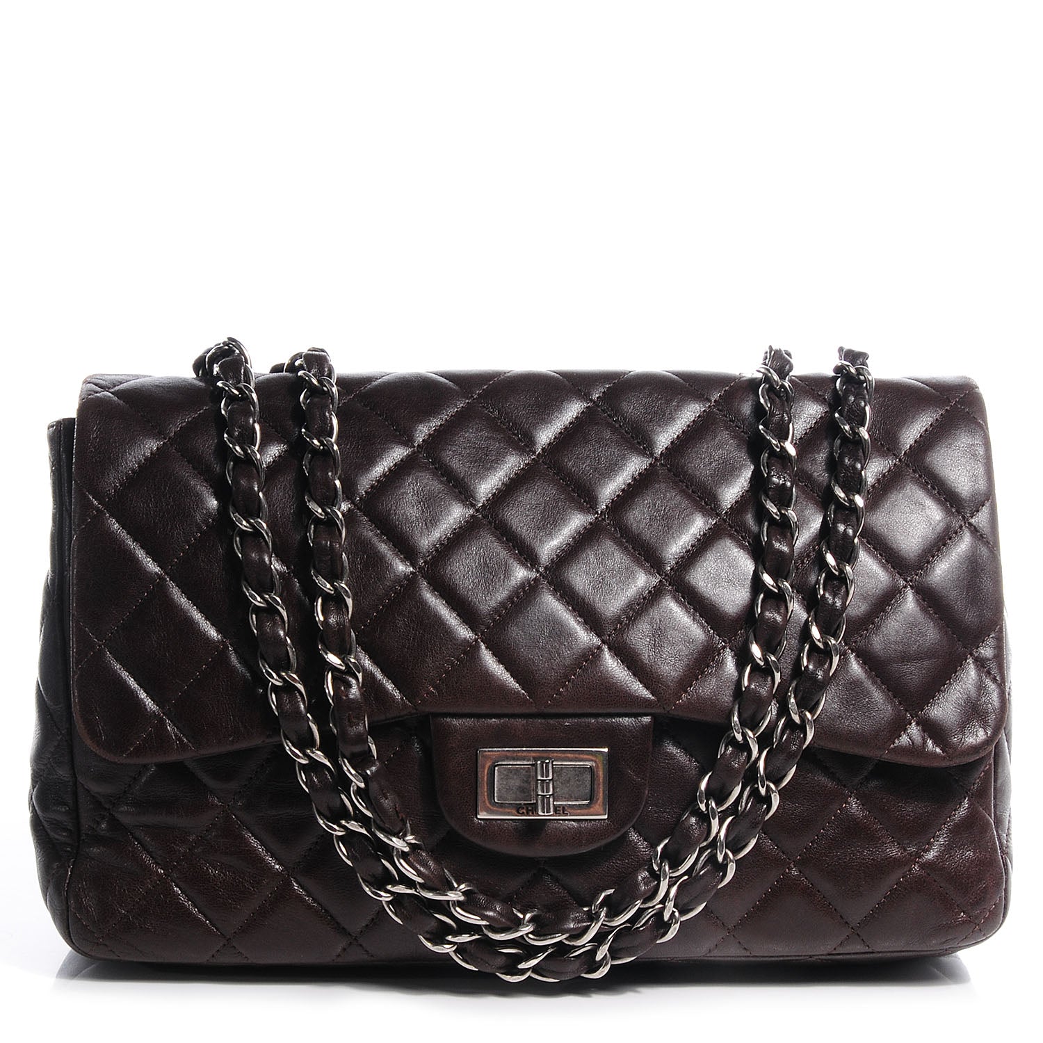 Chanel Lambskin Hybrid Reissue Jumbo Flap Dark Brown 1 of 9