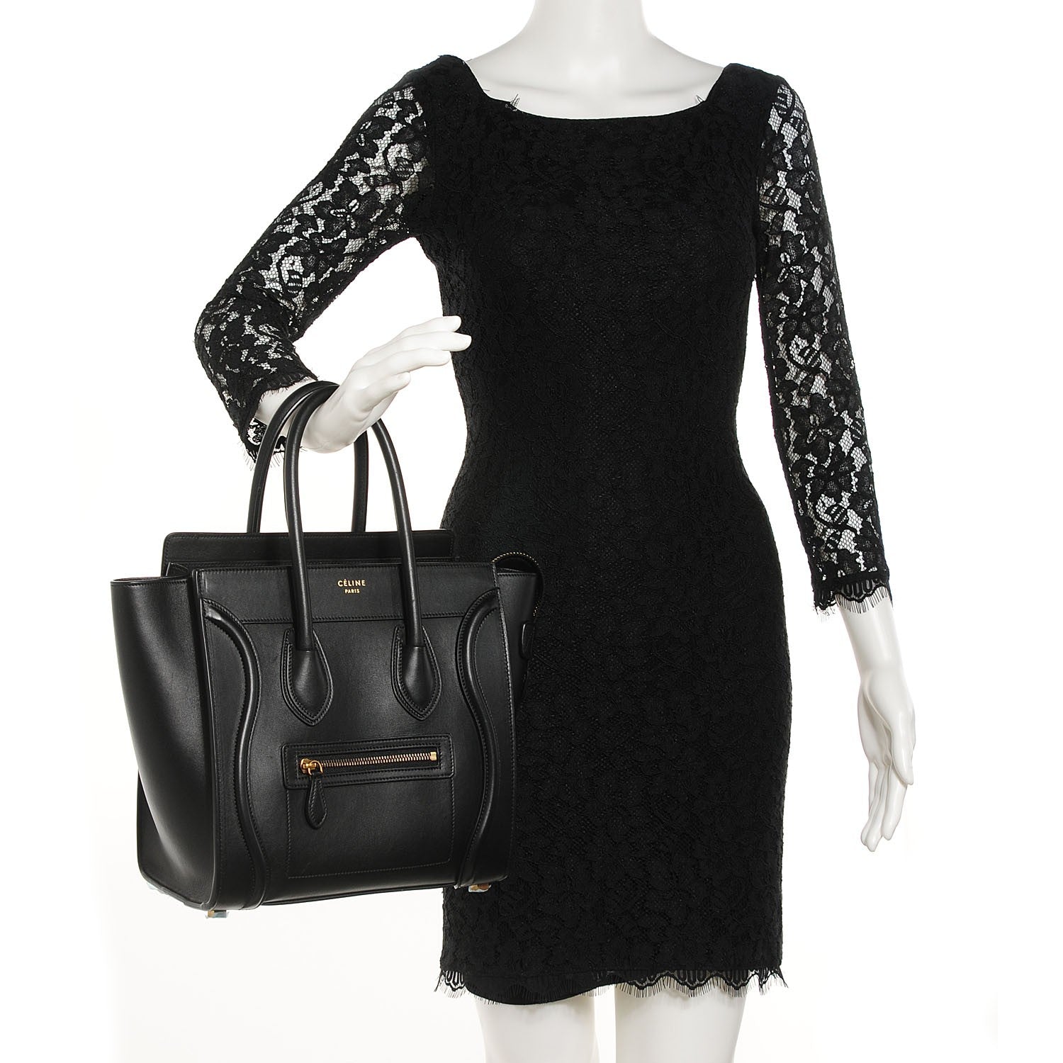 Celine Smooth Calfskin Micro Luggage Black 2 of 7