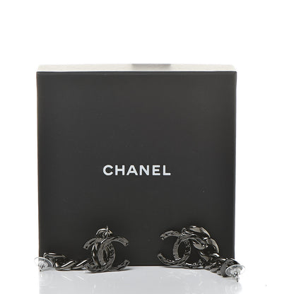 Chanel Metal CC Pick Drop Earrings Ruthenium 5 of 5
