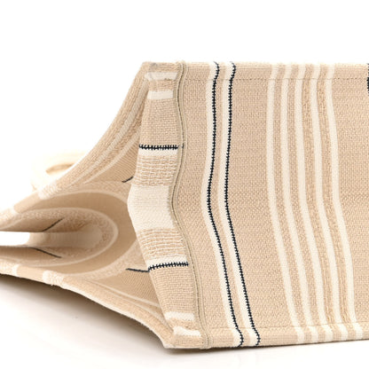 Christian Dior Canvas Embroidered Large Stripes Book Tote Beige 9 of 11