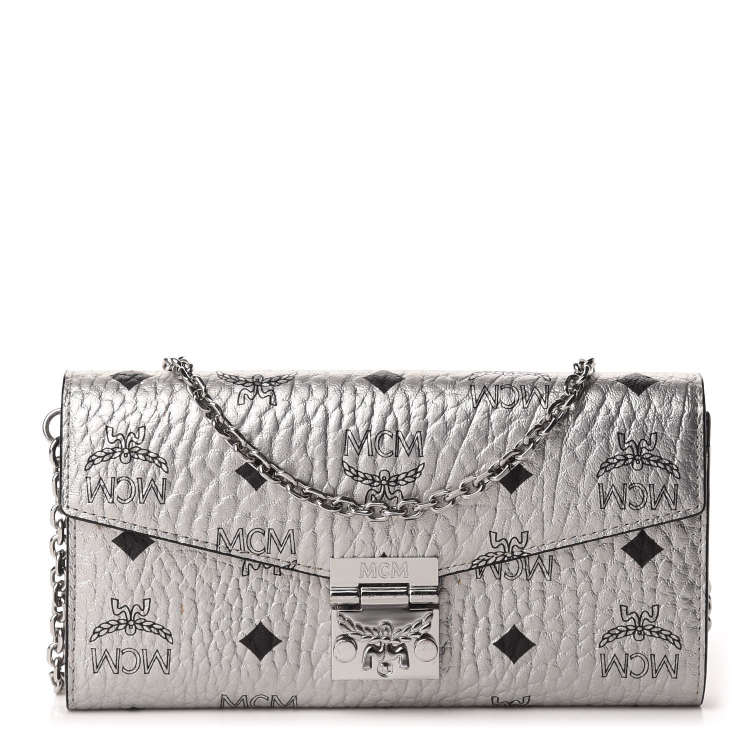 MCM Metallic Visetos Patricia Wallet On Chain Silver 1 of 12