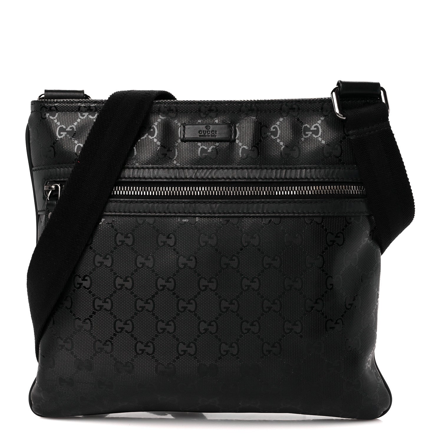 Gucci Nylon Monogram Medium Flat Messenger Bag Black 1 of 13