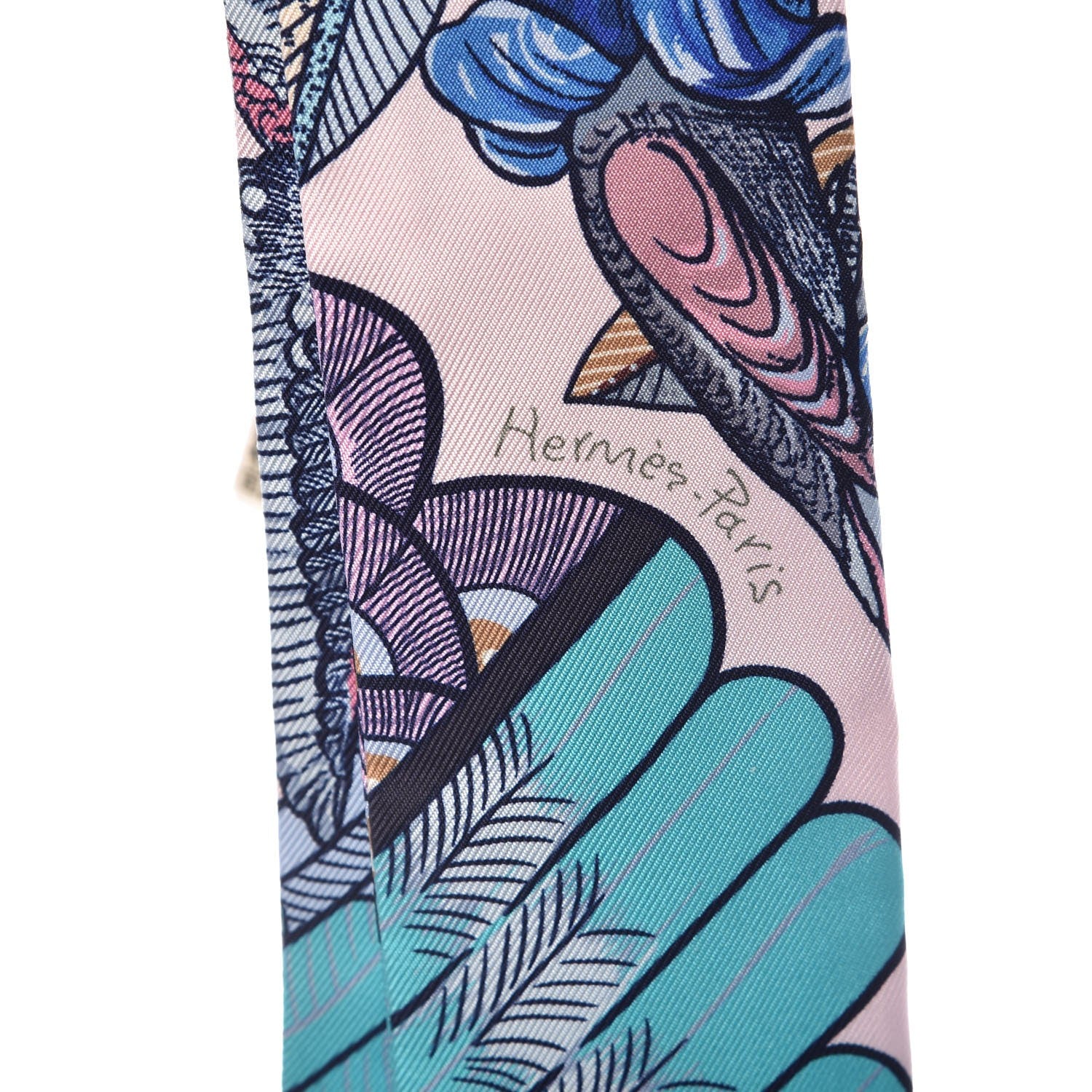 Hermes Silk Tree Of Song Twilly Rose Pale Turquoise 5 of 5
