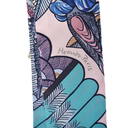 Hermes Silk Tree Of Song Twilly Rose Pale Turquoise 5 of 5