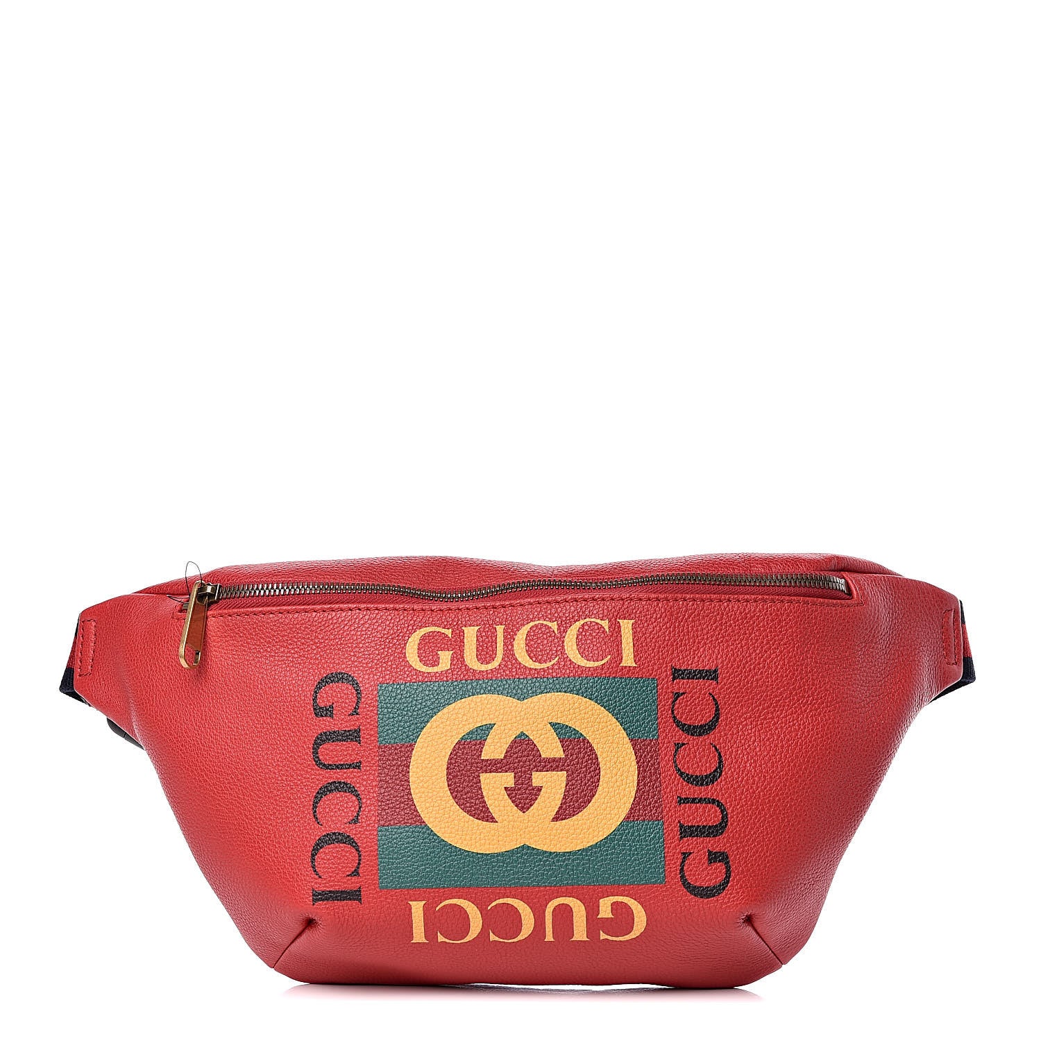 Gucci Grained Calfskin Logo Belt Bag Hibiscus Red 1 of 9