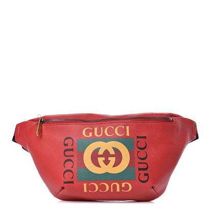 Gucci Grained Calfskin Logo Belt Bag Hibiscus Red 1 of 9