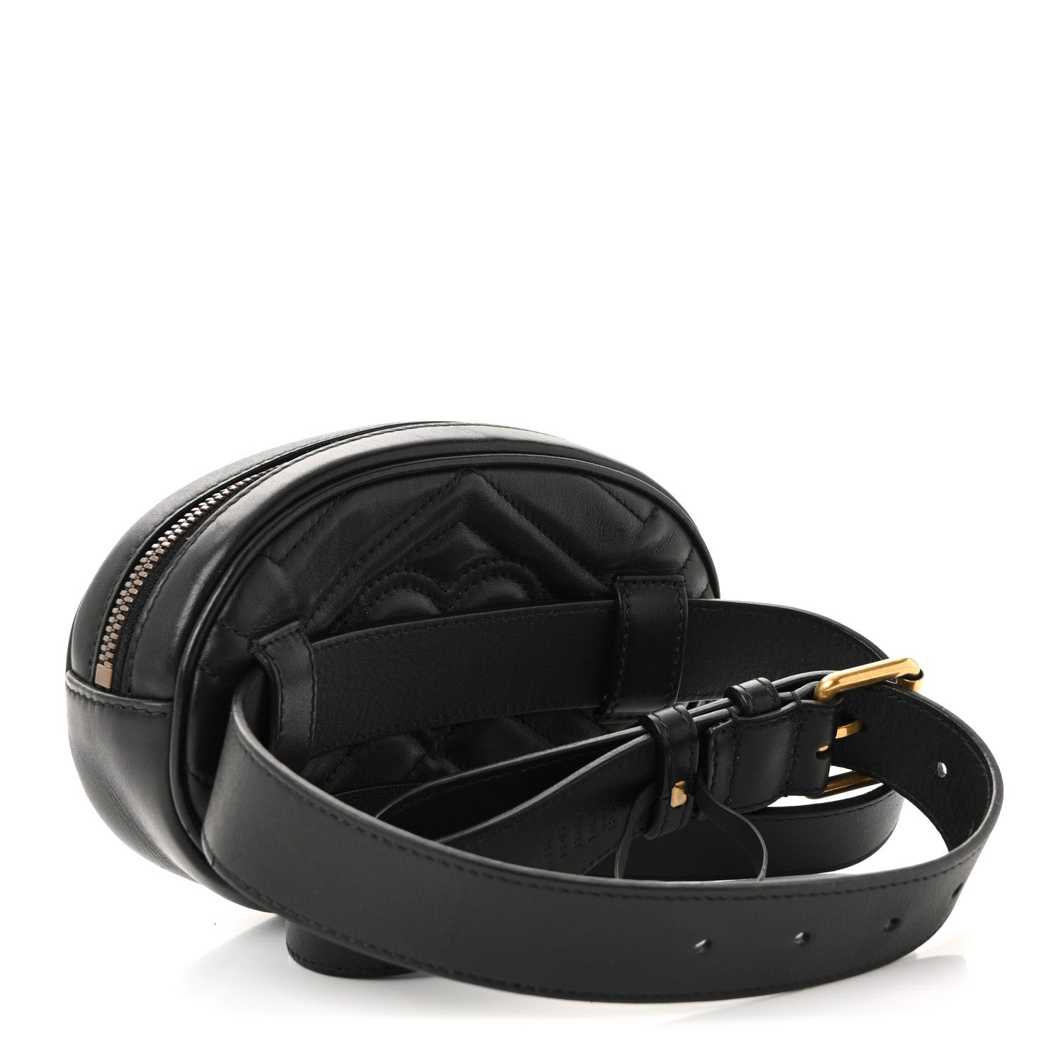 Gucci Calfskin Matelasse GG Marmont Belt Bag 85 34 Black 3 of 10