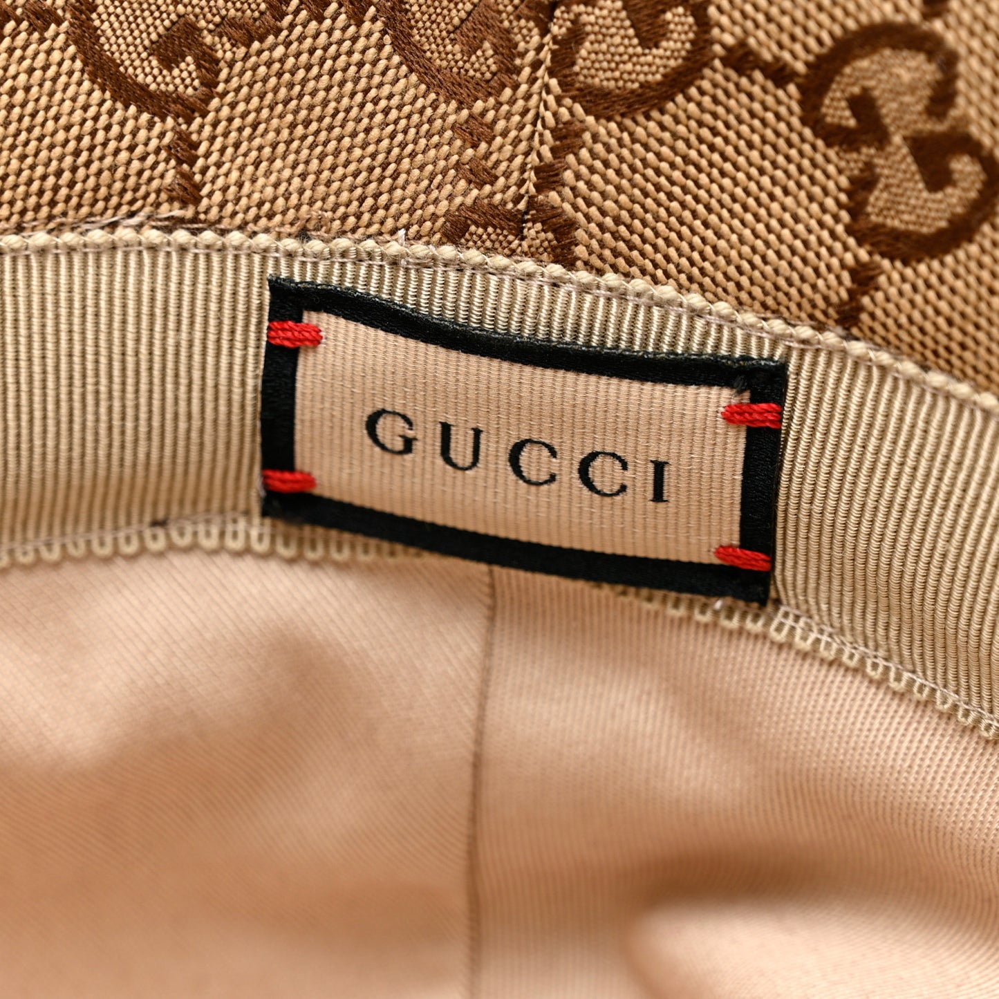 Monogram Textured Dollar Calfskin GG Jago Bucket Hat M Cacao Beige