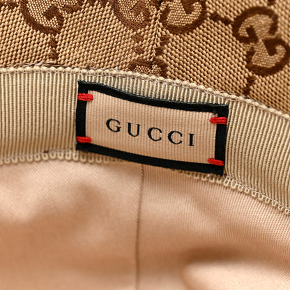Gucci Monogram Textured Dollar Calfskin GG Jago Bucket Hat M Cacao Beige 9 of 9