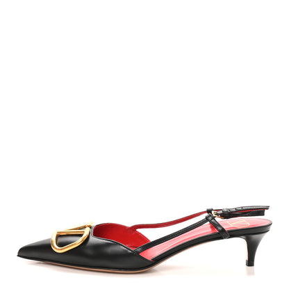 Valentino Garavani Calfskin Vlogo Slingback 40mm Pumps 37 Black 1 of 9