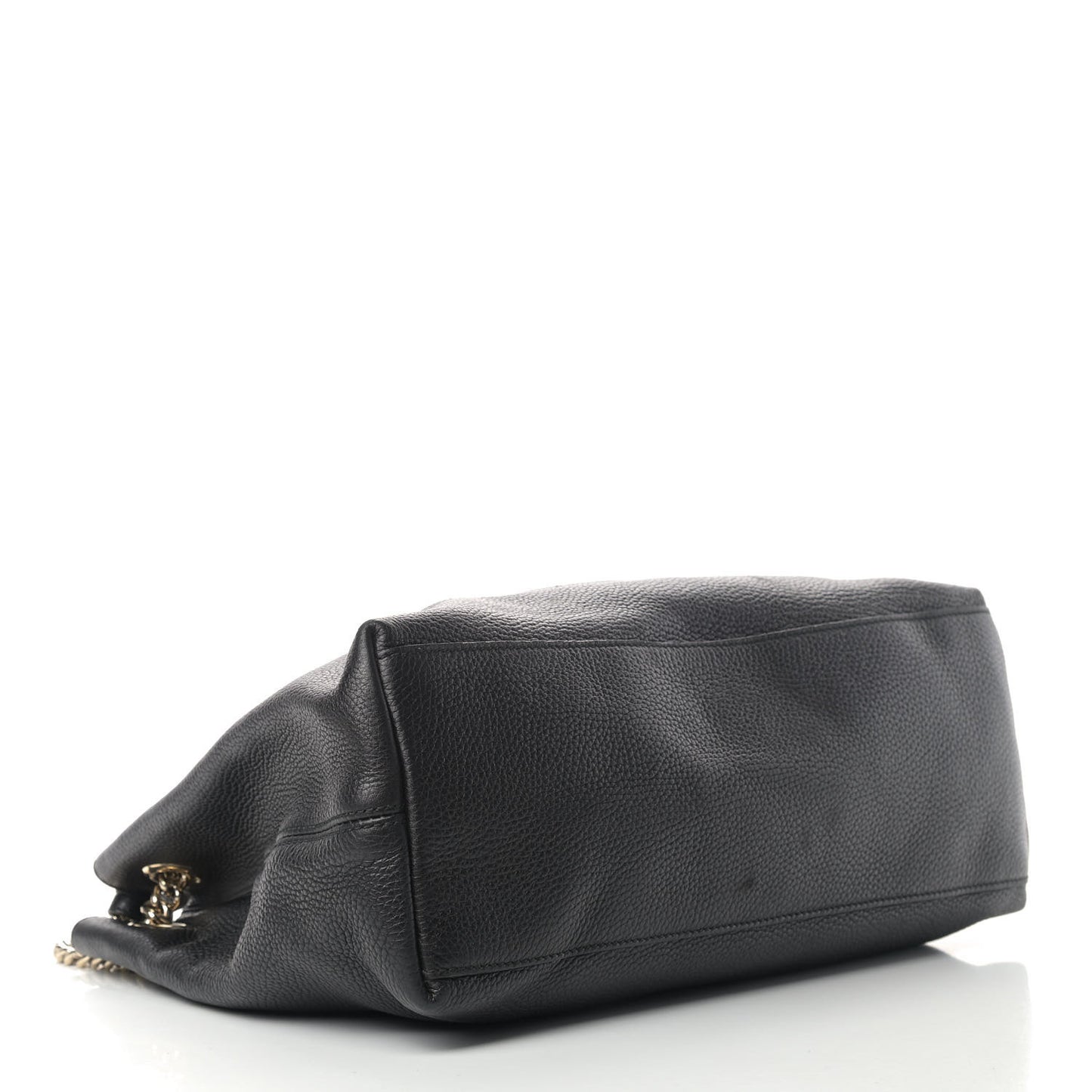 Pebbled Calfskin Medium Soho Chain Shoulder Bag Black