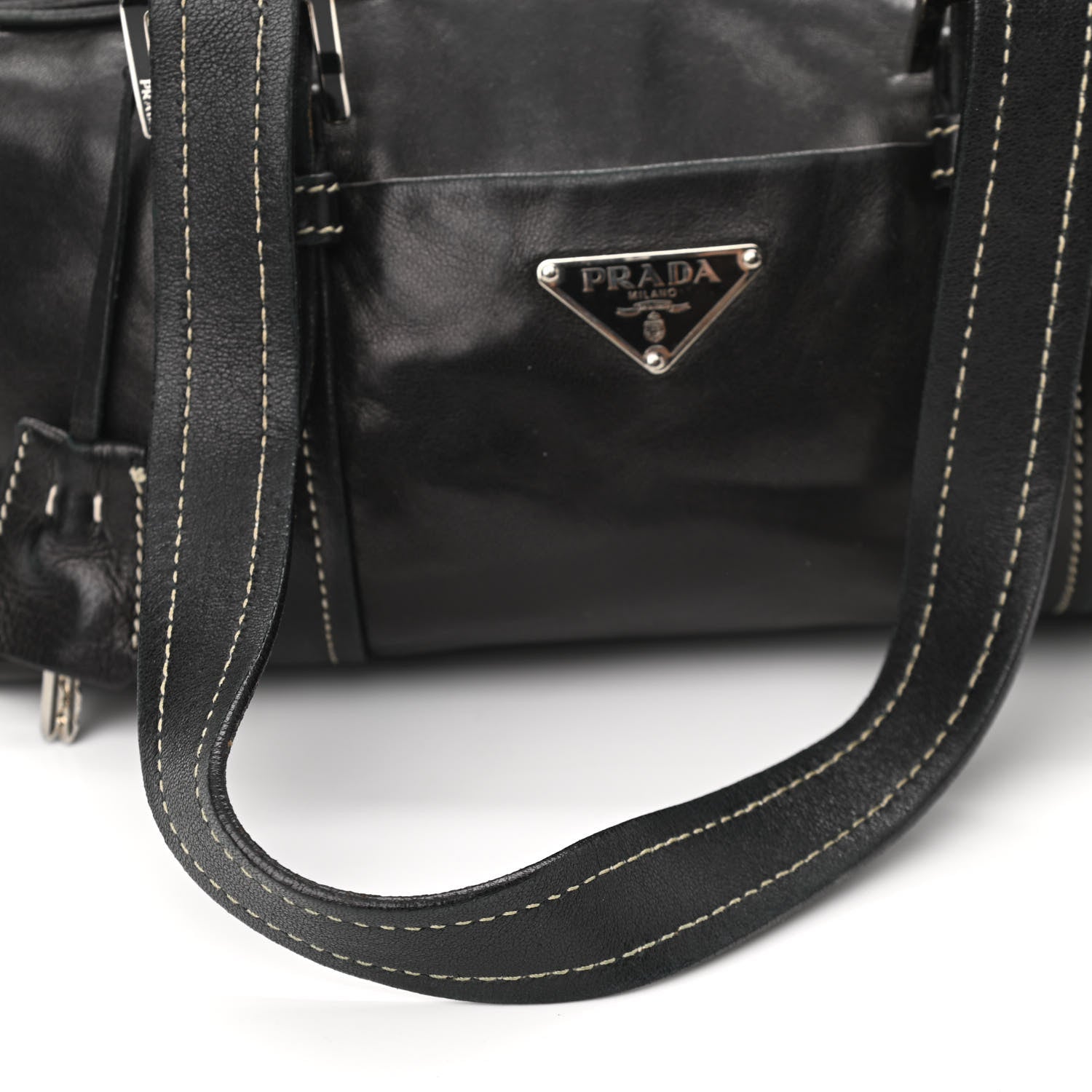 Prada Soft Calf Shoulder Bag Black 9 of 12