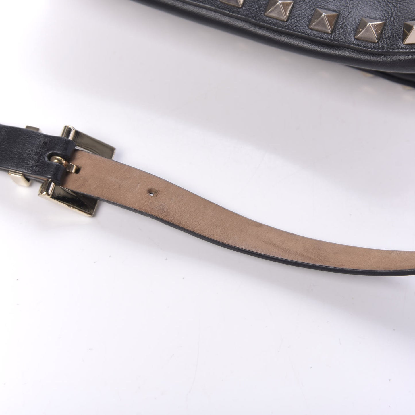 Calfskin Rockstud Belt Bag Black