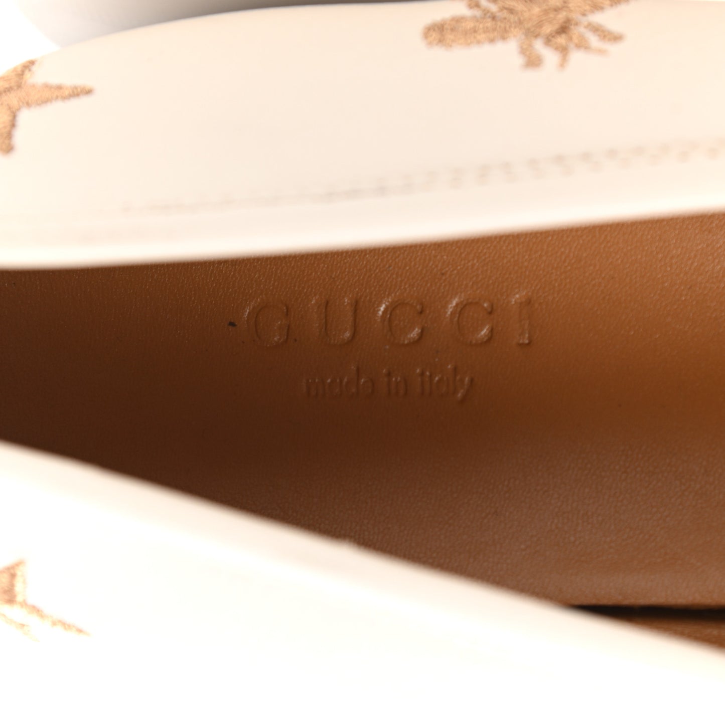 Goatskin Bee Star Embroidered Womens Jordaan Loafers 41 Mystic White