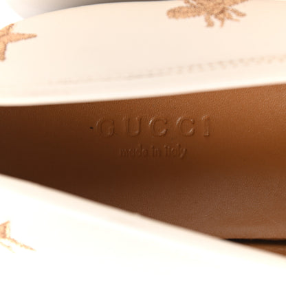 Gucci Goatskin Bee Star Embroidered Womens Jordaan Loafers 41 Mystic White 7 of 8
