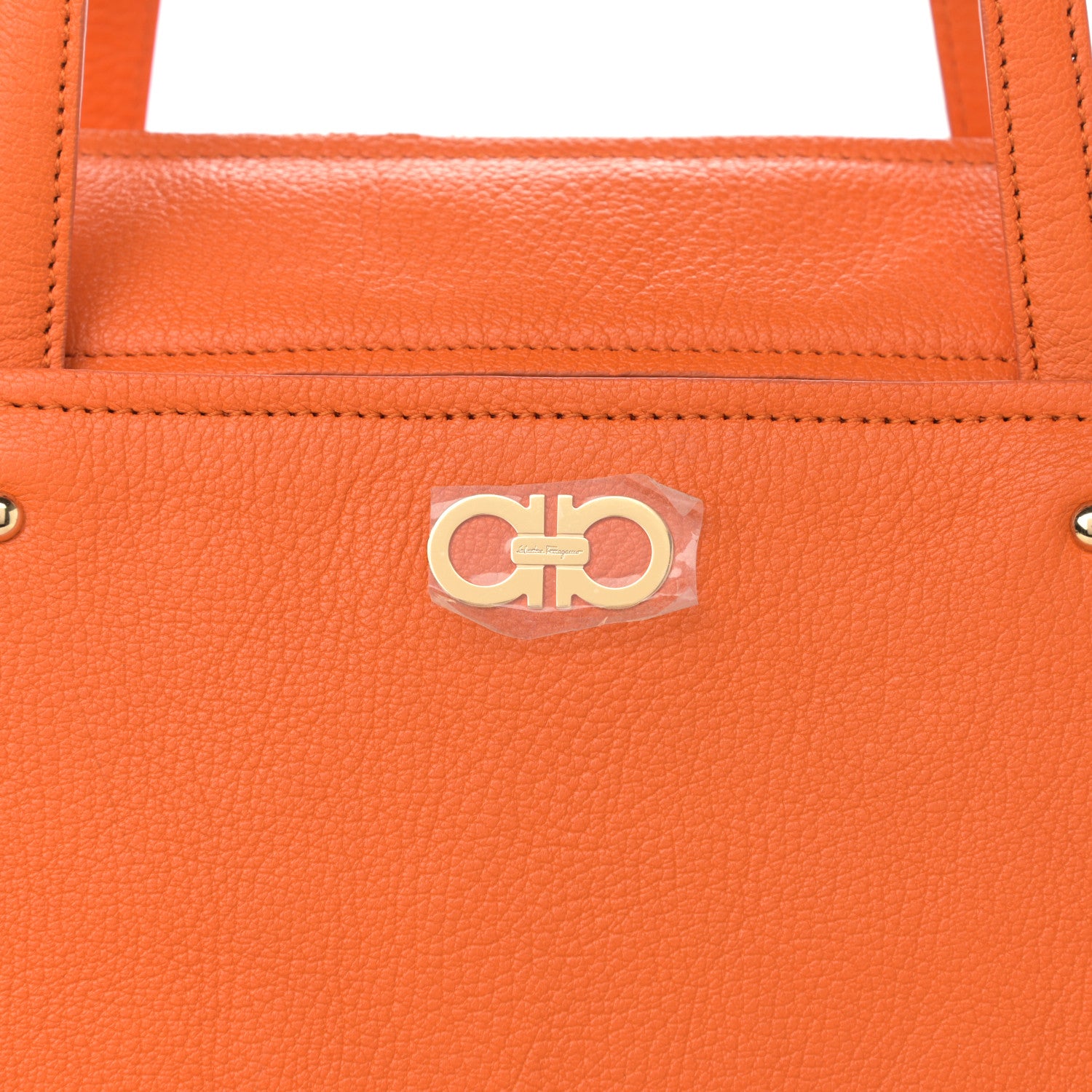 Salvatore Ferragamo Goatskin Large Mika Tote Orange 8 of 10
