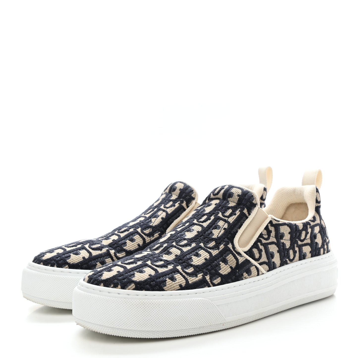 Canvas Oblique Embroidered Womens Solar Slip On Sneakers 38 Deep Blue