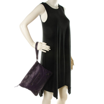 Balenciaga Chevre Classic Hardware Flat Handle Clutch Eggplant 2 of 8