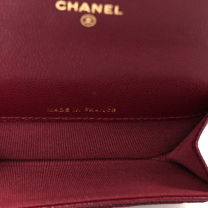 Chanel Caviar Quilted Flap Card Holder Wallet Burgundy 5 of 10